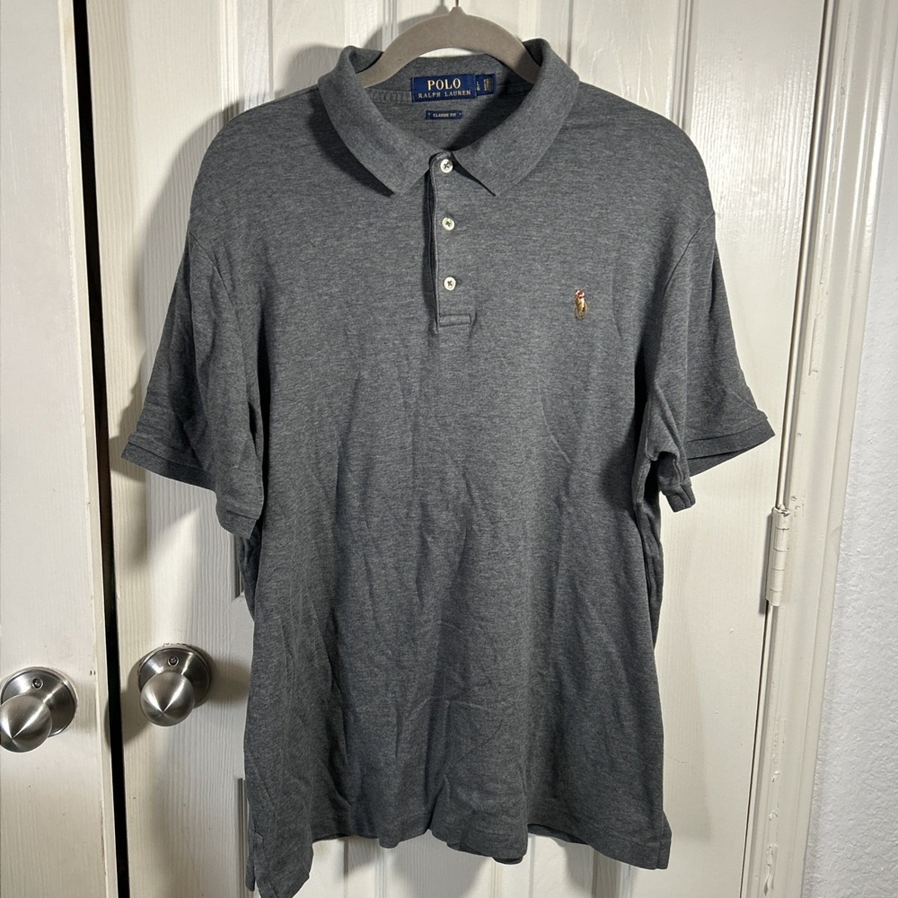 Polo Ralph Lauren Men's L Grayโ Cotton Polo Shirt Classic Fit Polo Pony